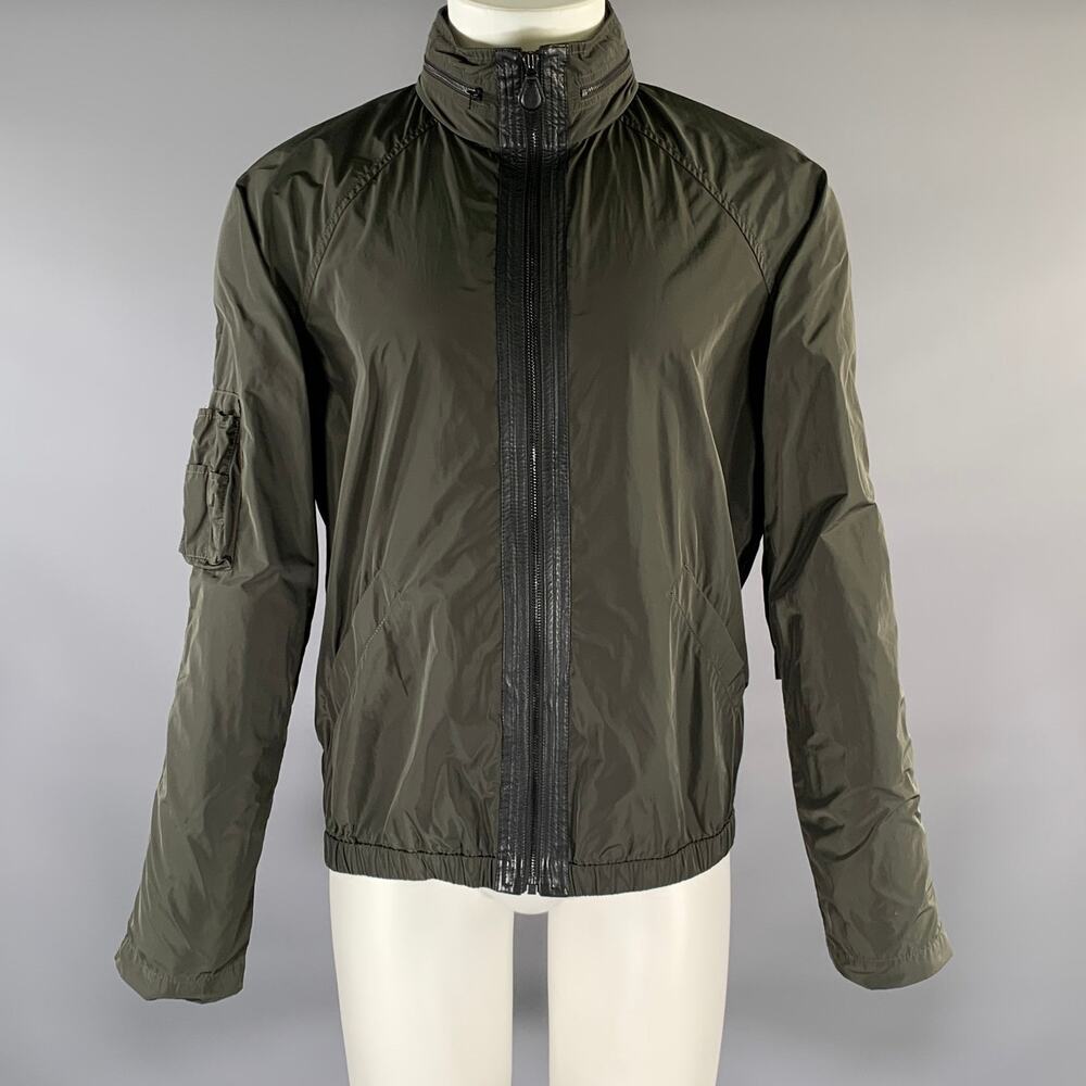 ALEXANDER WANG Chest Size M Green Olive Shimmery Polyester Windbreaker Jacket